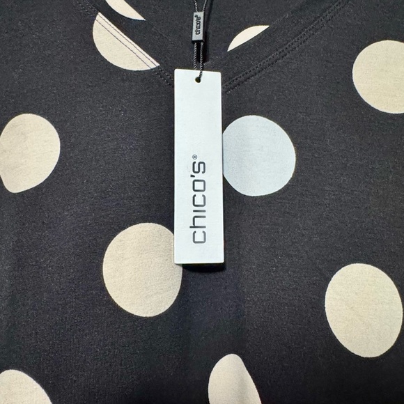 Chico’s The Perfect Tee 3/4 Sleeve Polka Dot Black Top Size 1X - Picture 9 of 11